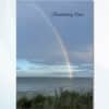 Personalised rainbow memorial card with rainbow over ocean cover design
