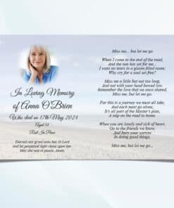 Unfolded rainbow memorial card showing full inside of the card