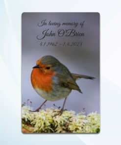 Personalised robin wallet memorial card debit card size