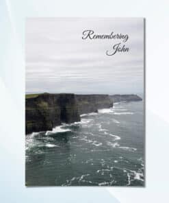 Personalised Cliffs of Moher memorial card with scenic Atlantic coast view